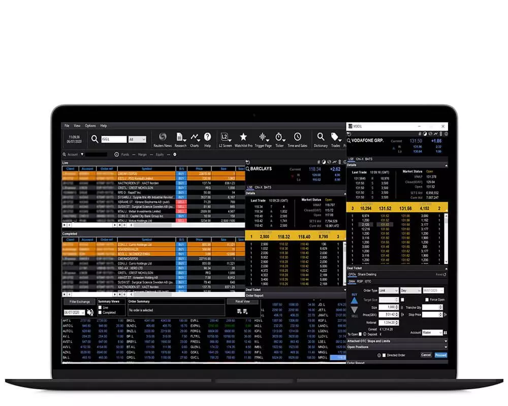 Ein Laptop, auf dessen Bildschirm die erweiterte DMA-Plattform L2 Dealer zu sehen ist.
