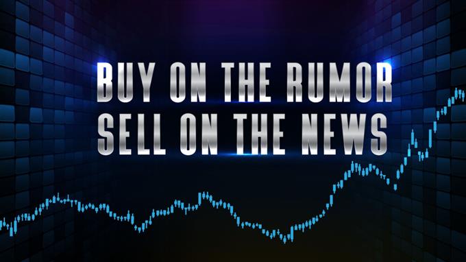 'Buy the rumor sell the news' written over a price chart