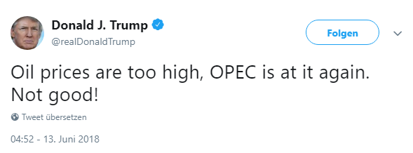 Trump Tweet zu OPEC und WTI Preis