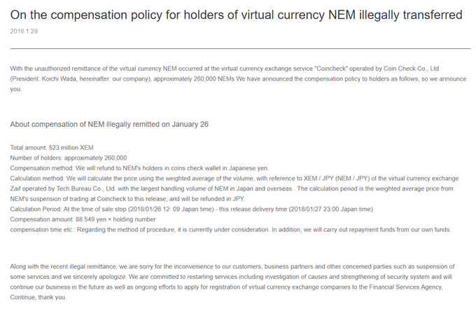 NEM (XEM) Exchange Hack Costs Coincheck Over $400 Million
