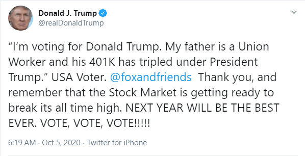 Image of US President Donald Trump Tweet