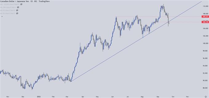 CADJPY daily chart