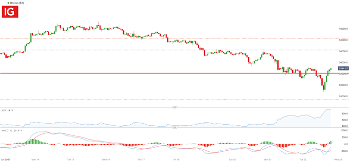 Bitcoin Hourly Price Chart BTC/USD