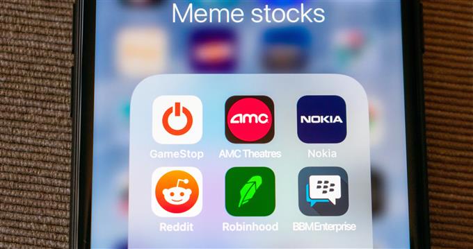 Meme stocks shown on a mobile phone