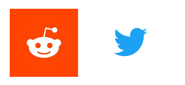 Reddit image and Twitter logo