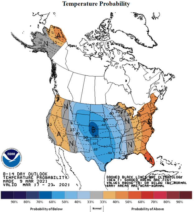 NOAA 8-14 day outlook map 