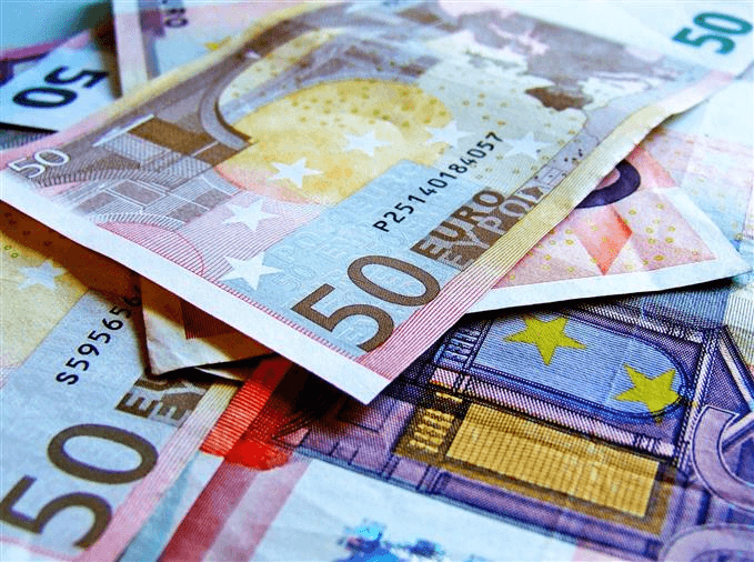 Euro banknotes in denominations of 50