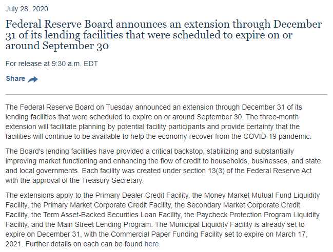 Image of Federal Reserve press release