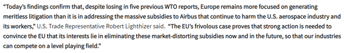 Image of USTR statement