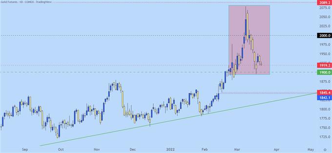 Gold daily price chart