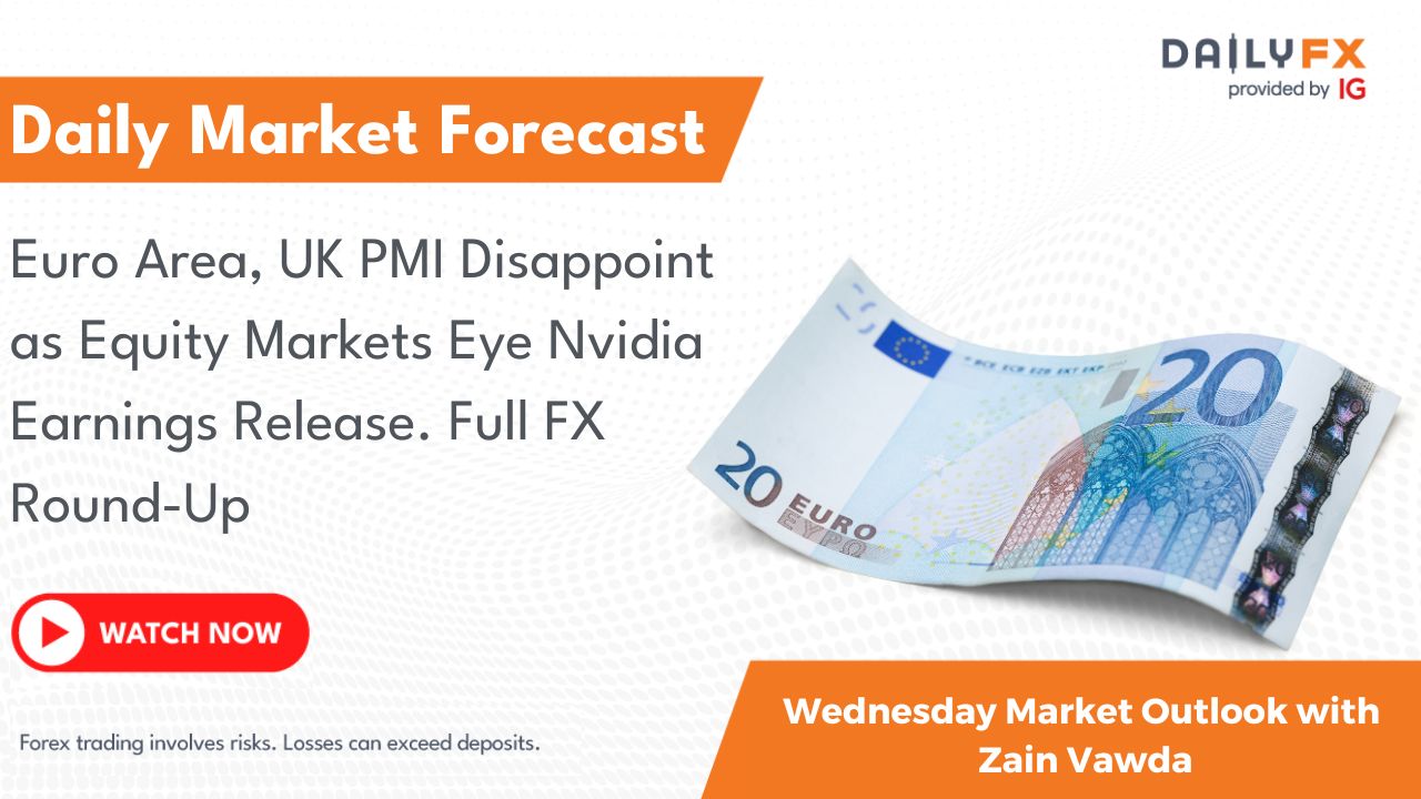 Euro Area, UK PMI Disappoint as Equity Markets Eye Nvidia Earnings Release. Full FX Round-Up