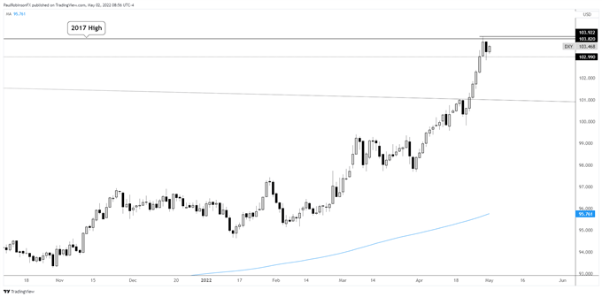 DXY daily chart