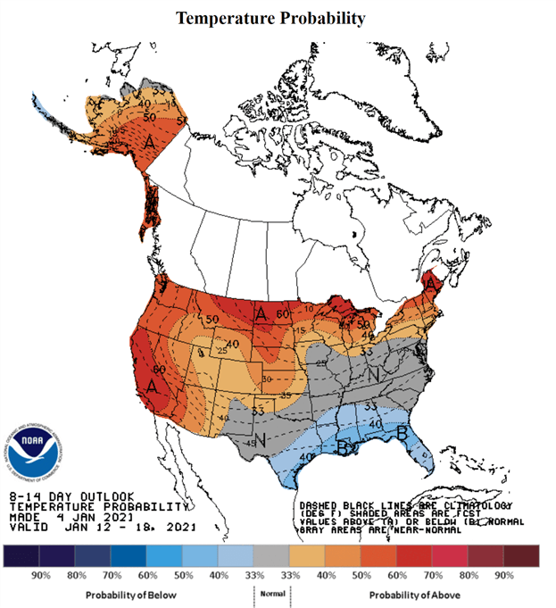 NOAA 8-14 day outlook NWS Graph 