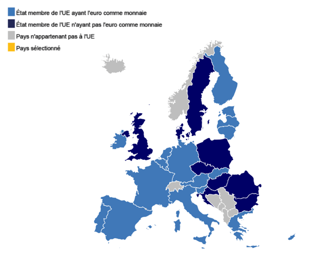 Carte zone euro et union européenne