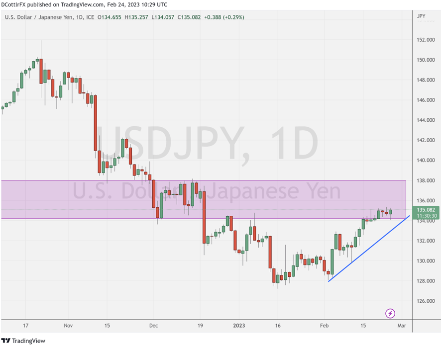 USDJPY поднимается на несколько дюймов Предстоящий глава Банка Японии предлагает преемственность с Куродой