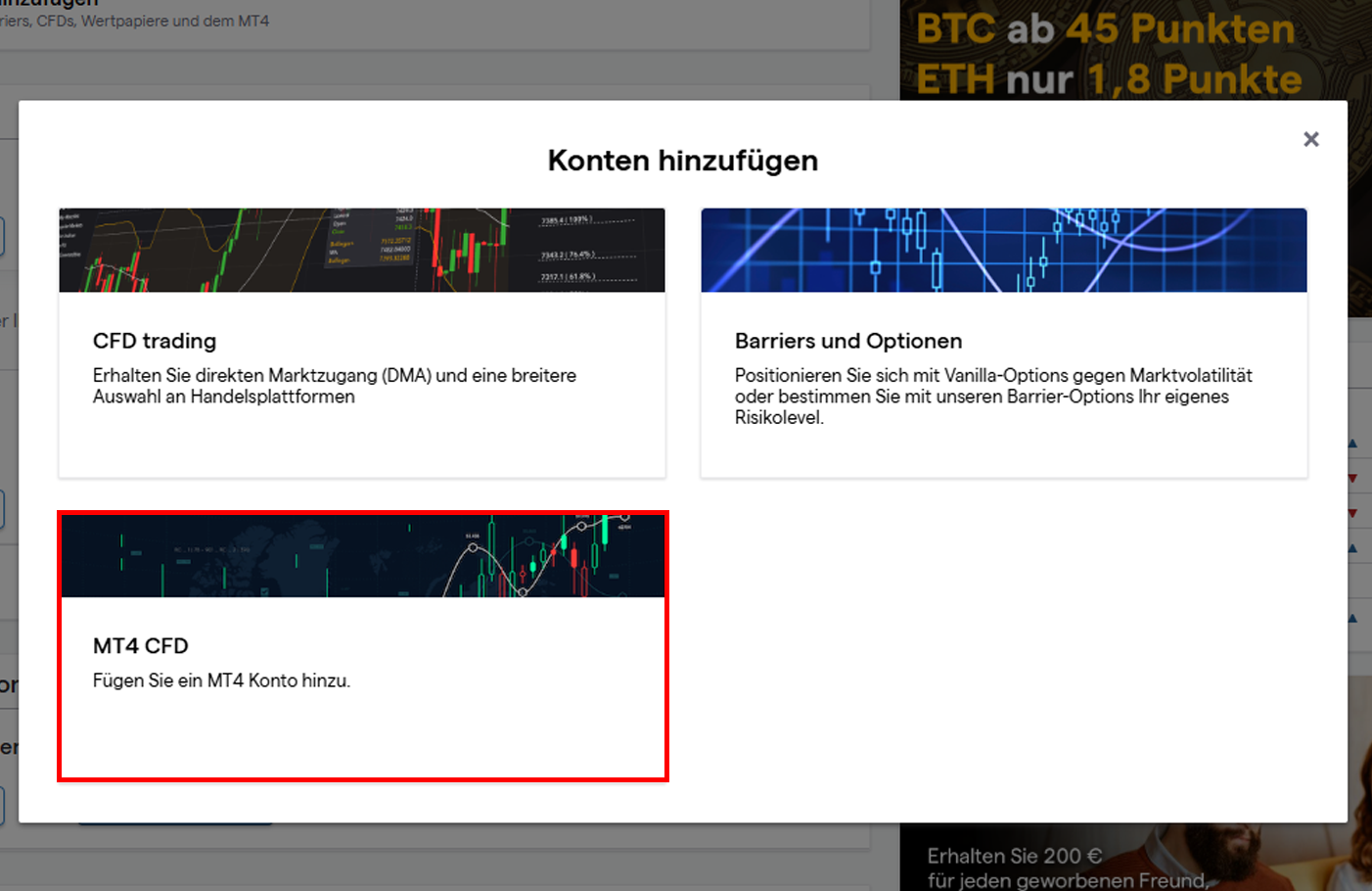 MT4 CFD Eingabeaufforderung