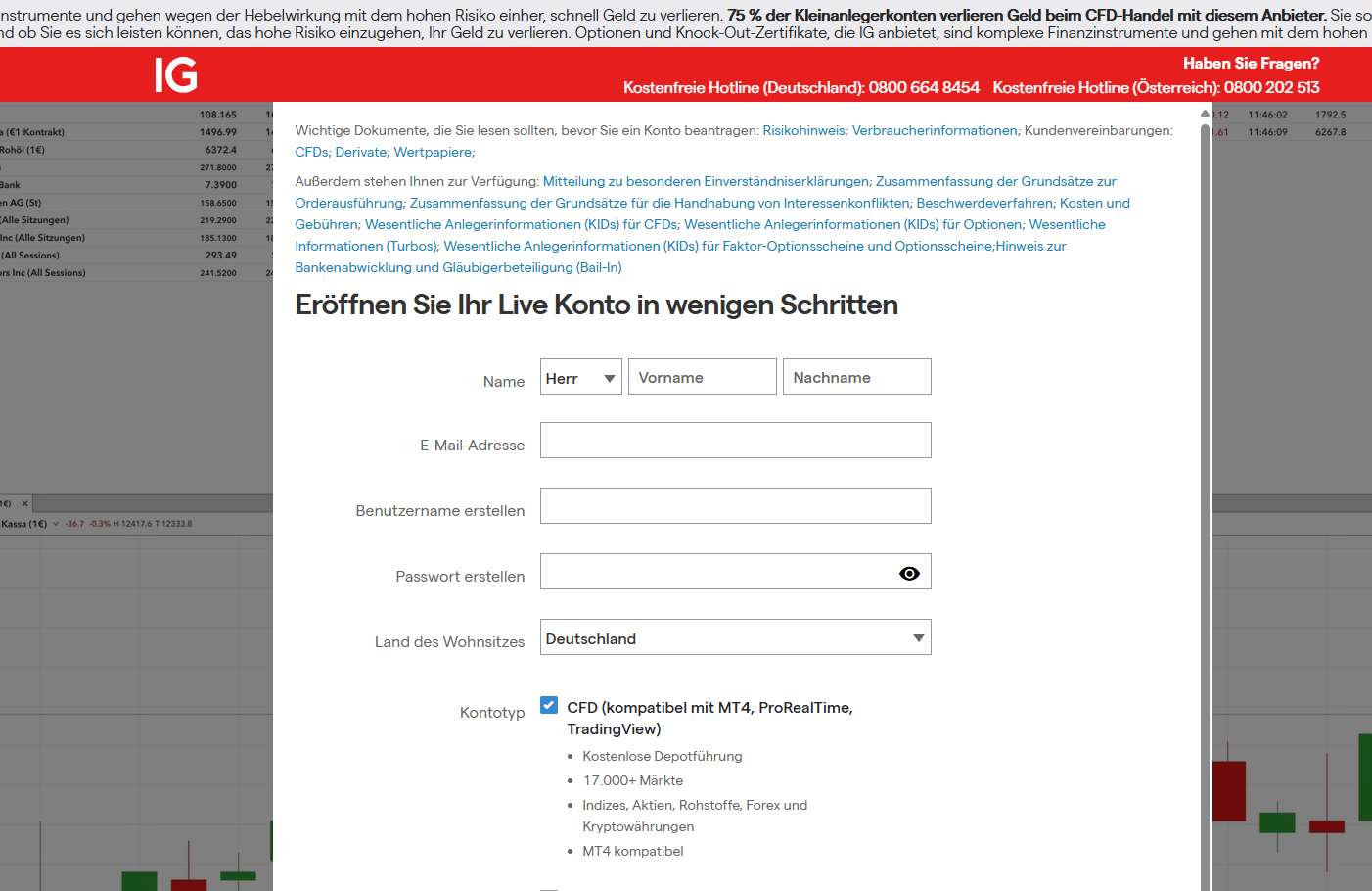 Eröffnen Sie ein Handelskonto 