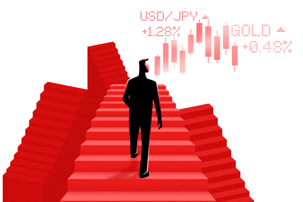 Trading account dashboard with IG app pop-up
