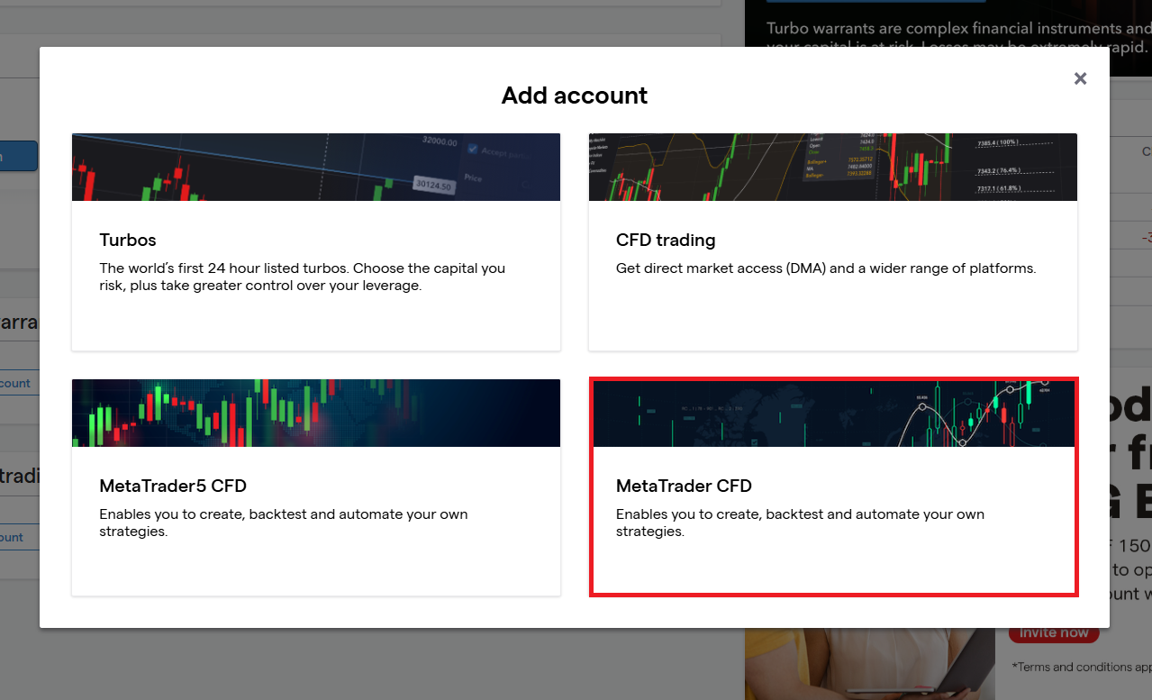 MT4 CFD prompt