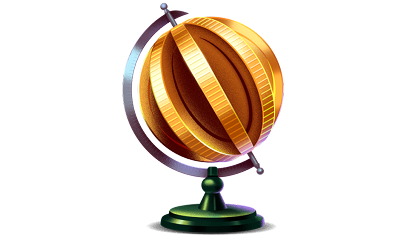 Graphic of a coin globe