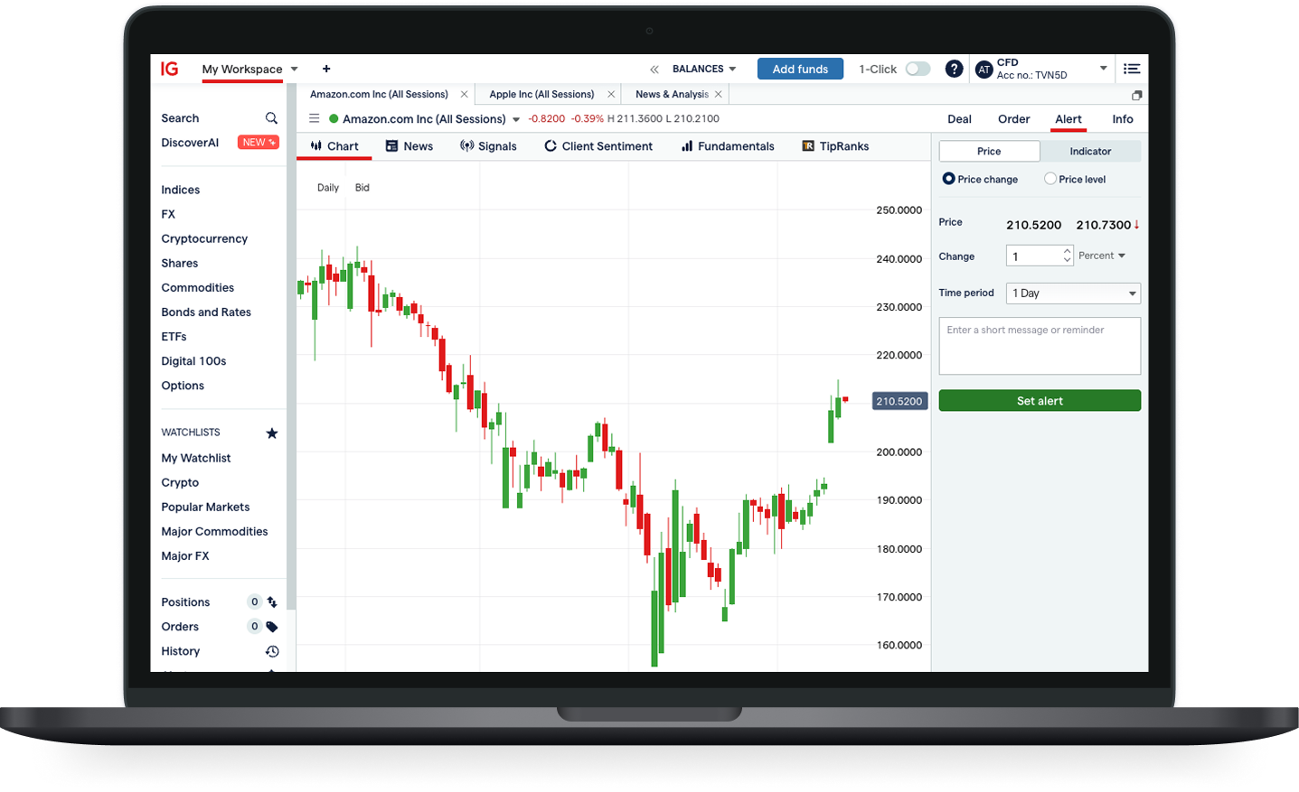 Web Trading screen