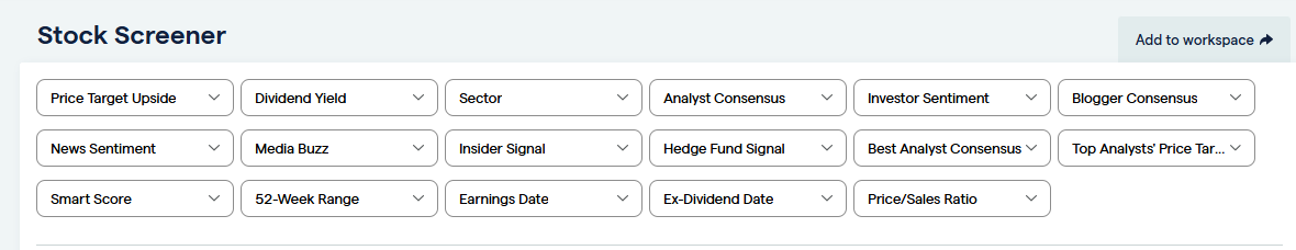 Unlock the full potential of the stock screener