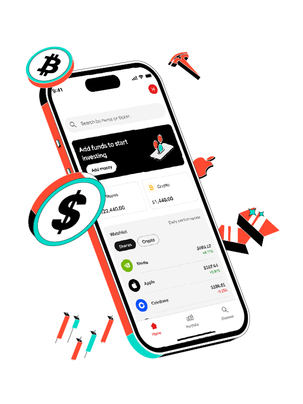 IG Markets app shown on mobile with investing icons
