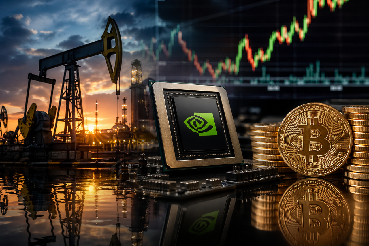 Le pétrole, Nvidia et le Bitcoin concentrent aujourd’hui l’attention du marché. Énergie, intelligence artificielle et risque définissent le comportement des investisseurs.