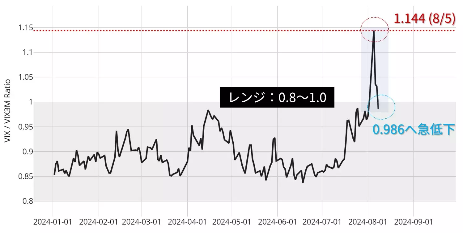 VIX指数の動向：日足 年初来