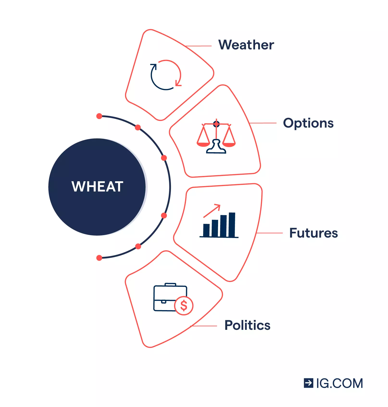 Image showing the different ways to trade wheat and the external factors that impact the wheat industry.