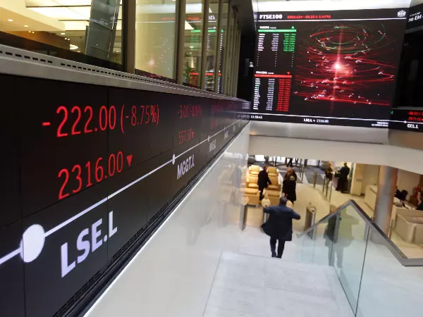 Digital screens of stocks changing