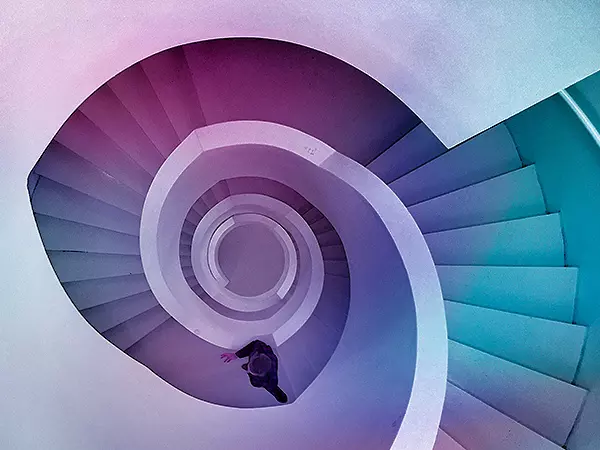 Colourful spiral staircase