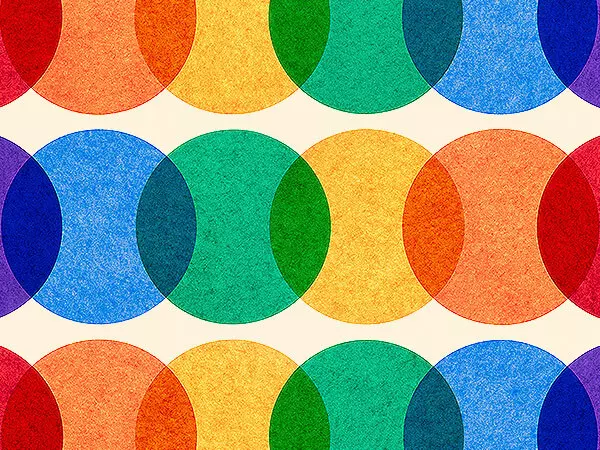 Illustration of green, blue and orange overlapping circles