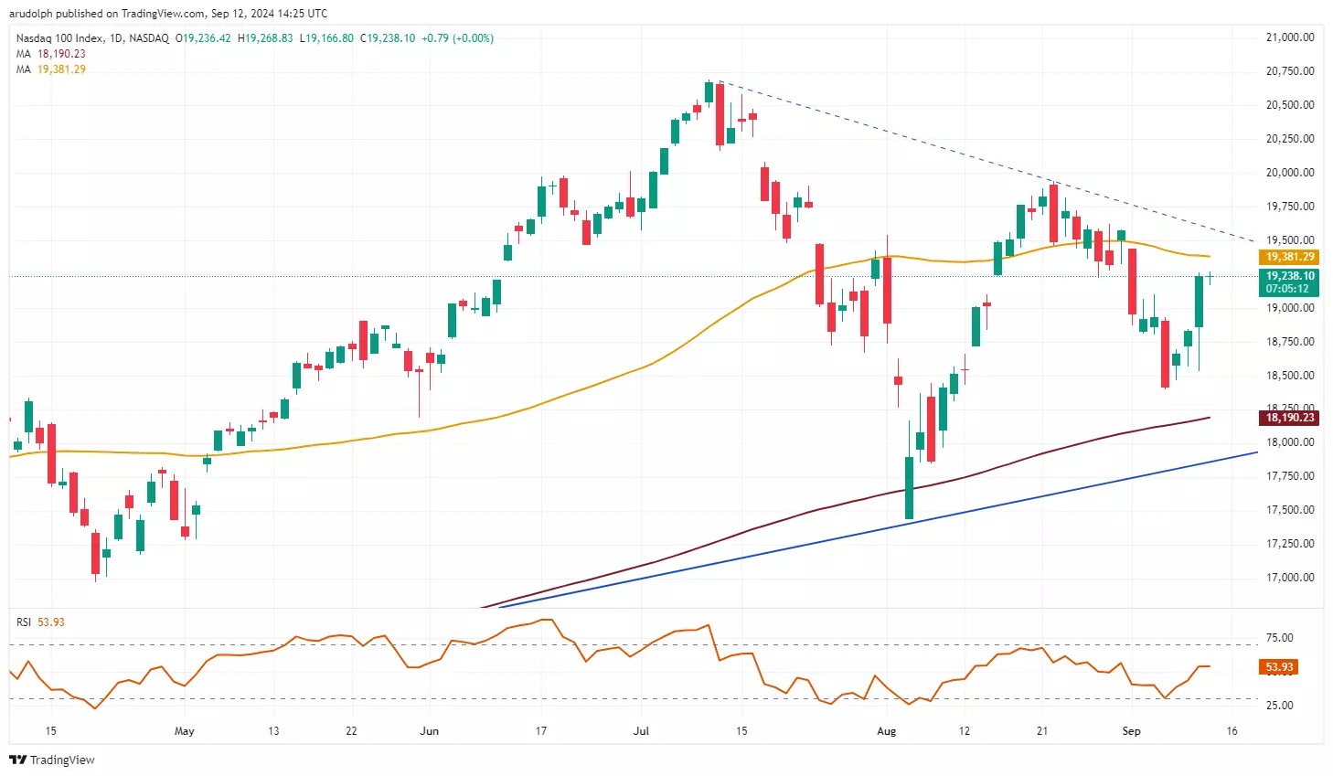 ​Nasdaq 100 Daily Candlestick Chart