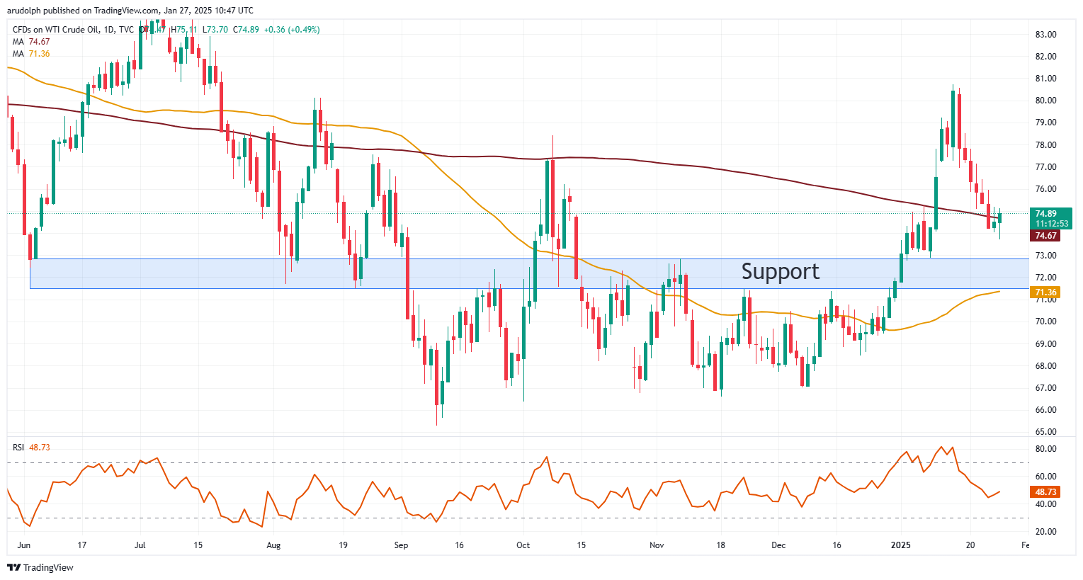 WTI crude oil chart