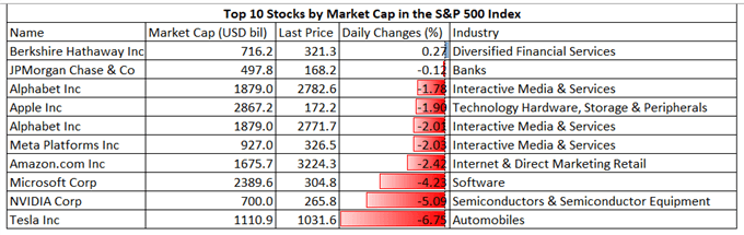 S&P 500 Top 10 Stock Performance
