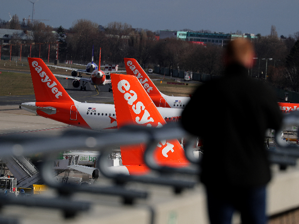 EasyJet planes in a row